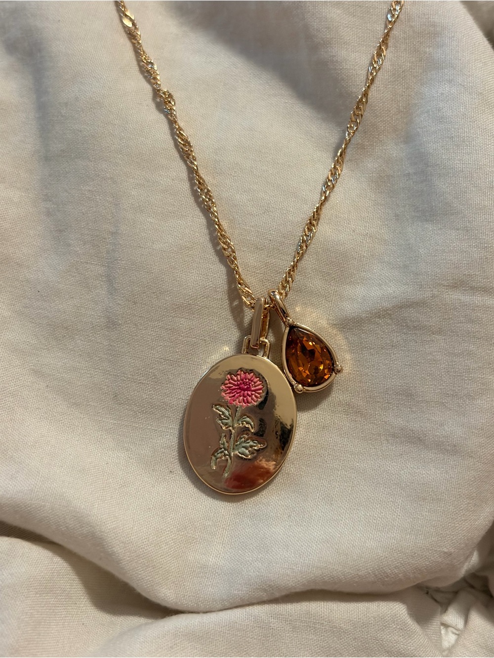Free People October Birth Flower Marigold/Aster Pendant Necklace